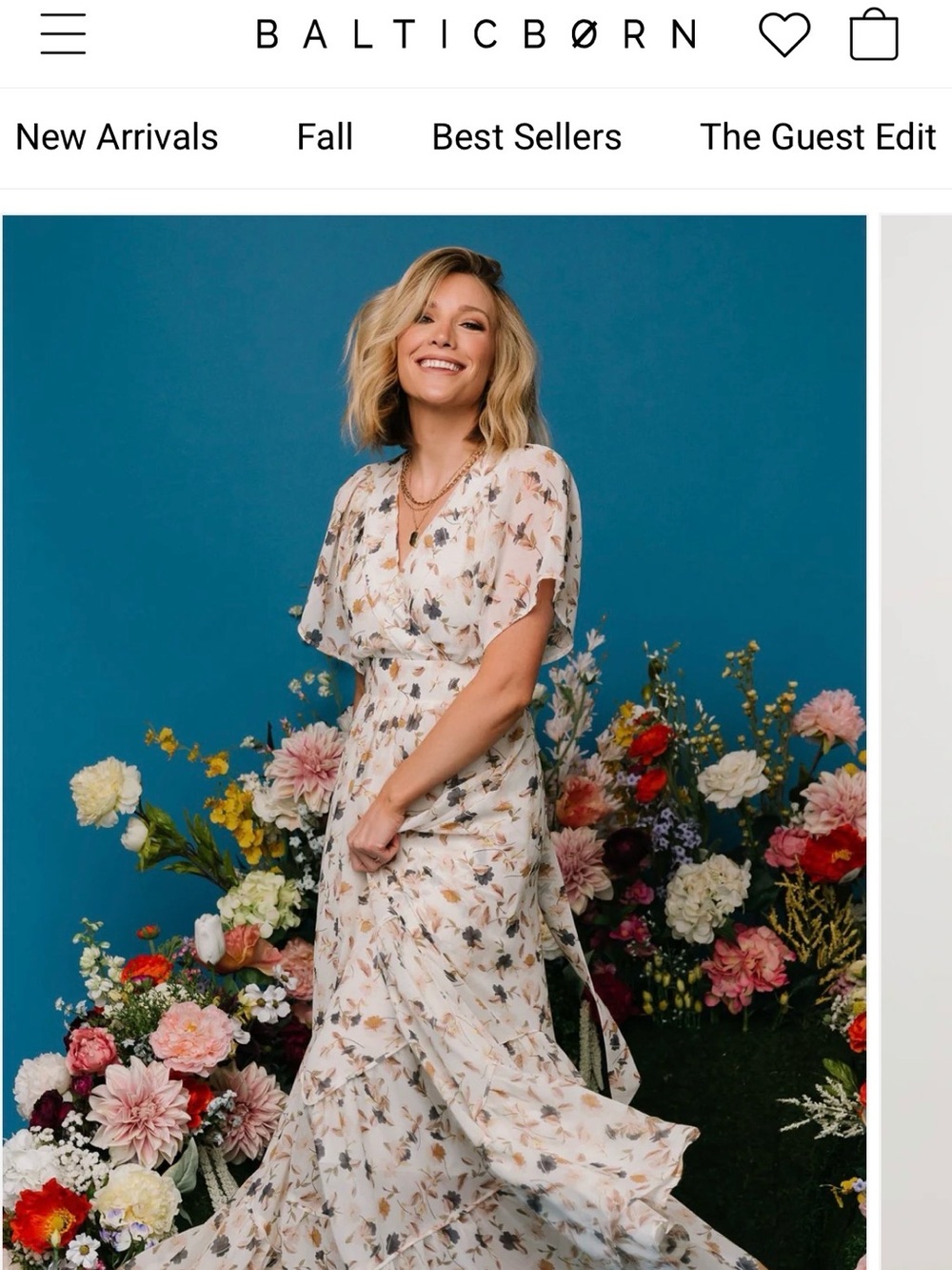 Baltic Born Cream Floral Maxi Dress with Flutter Sleeves - Picture 3 of 5